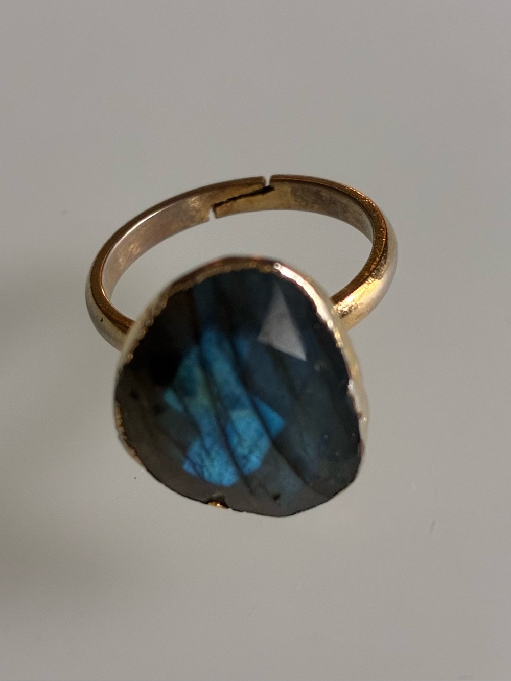 Labradorite Gold-Tone Adjustable Ring